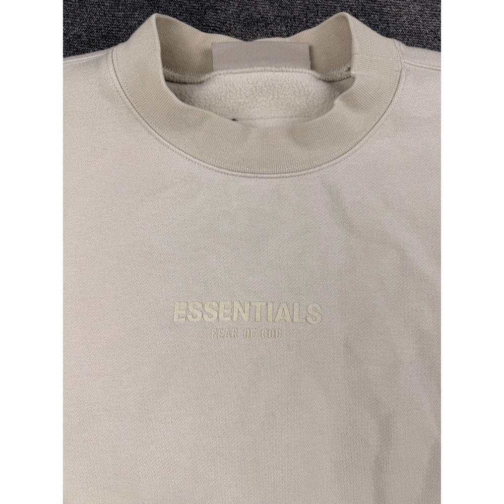 Fear of God Essentials Crewneck Sweatshirt Oatmeal Tan Mens Large FOG Logo - Picture 2 of 9